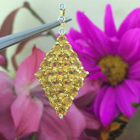 Prong Set Golden Topaz Gold Plated Silver Pendant - Picture 1 of 6